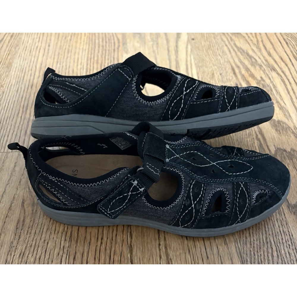 Womens Earth Origins Effie Black Suede Fisherman Sandals Size 8
